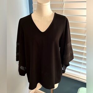 Alfani Black 3/4 Sleeve Relaxed Top